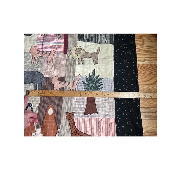 Handmade Noahs Ark Patchwork Applique Quilt Wall Hanging Nursery Decor 62 x 56 - Picture 5 of 8